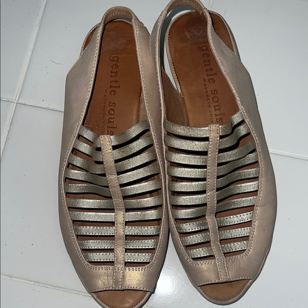 Gentle Souls Women's Metallic and Tan Sandals
